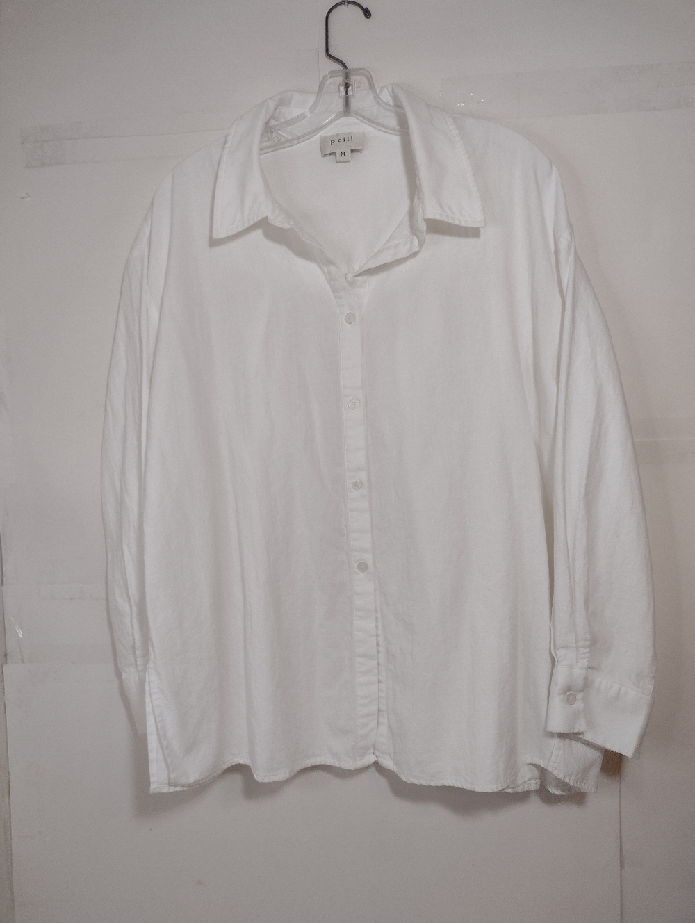 P cill Women's White Button-Up Men's Shirt (M) Oversized